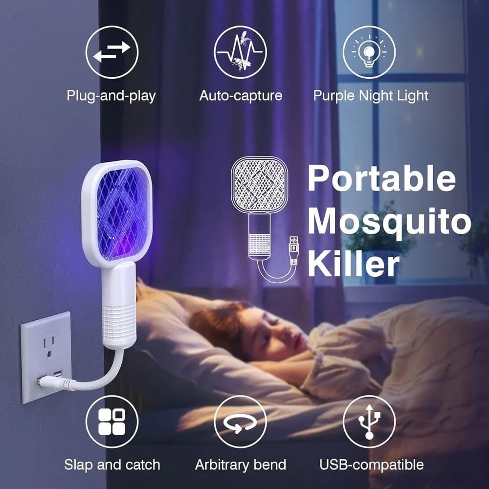 Mini USB Rechargeable Mosquito Racket with UV Light
